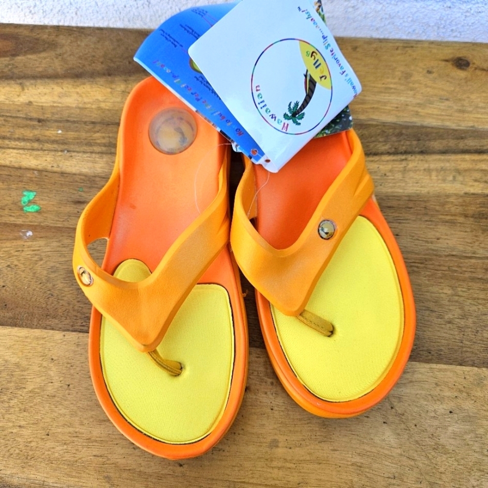 Hawaiian Jellys Ultra Comfort Papaya Fruit Unisex  Sandals Women's Size 6